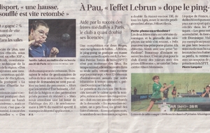 Article Sud Ouest sur l'évolution du Club de PAU