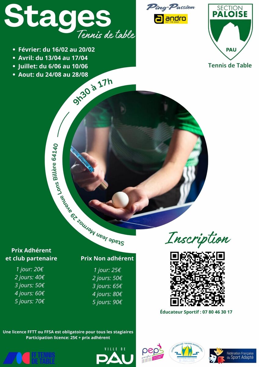 Stage Tennis de Table Toussaint 2026