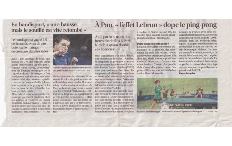 Article Sud Ouest sur l'évolution du Club de PAU